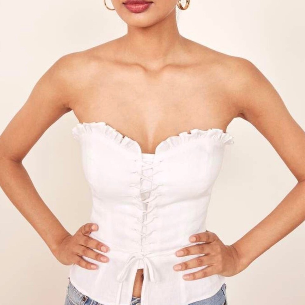 Catania White Linen Corset Top Size 4